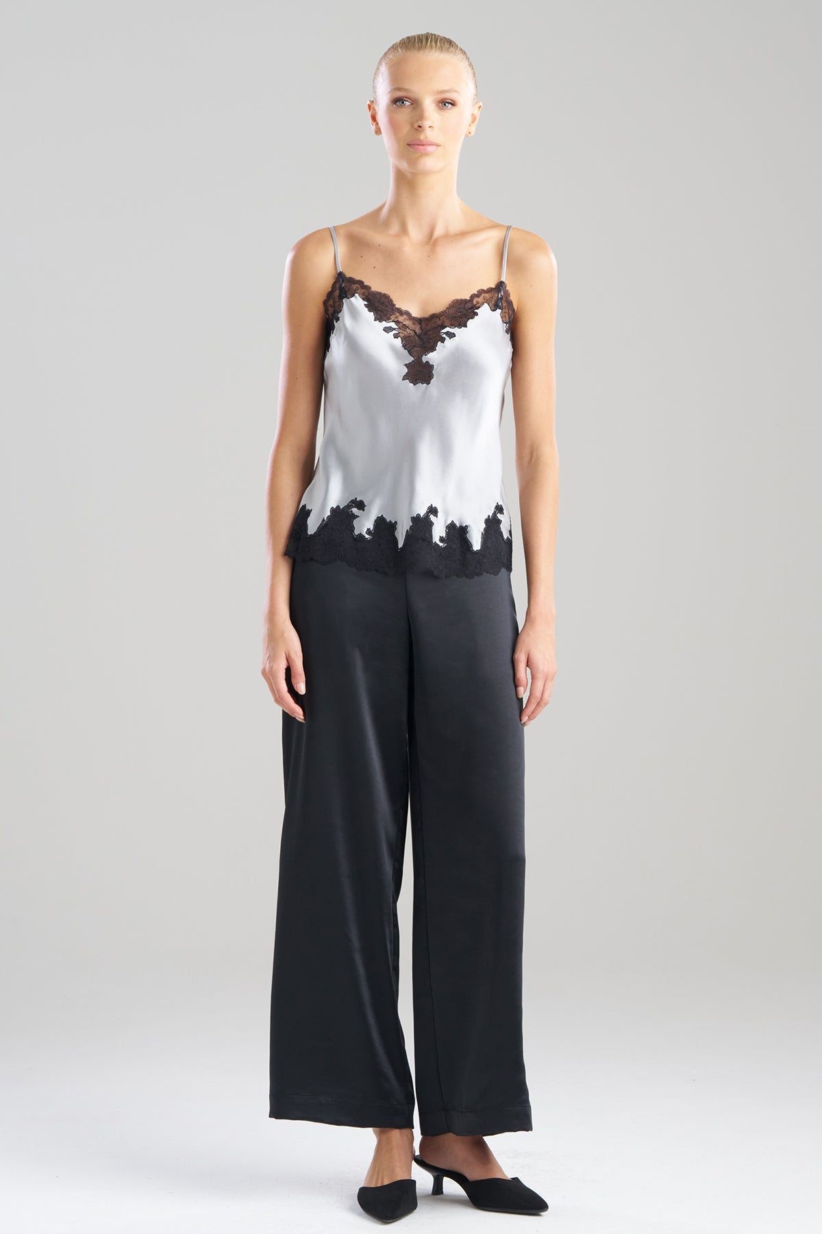 Lolita Lace Trim Cami Silver/Black Natori