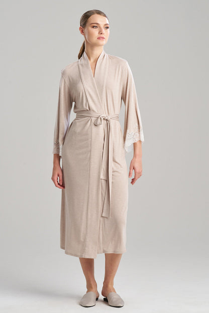 Buy Luxe Shangri-la TENCEL™ Robe in Heather Cashmere/Ivory Online Heather Cashmere/Ivory Natori