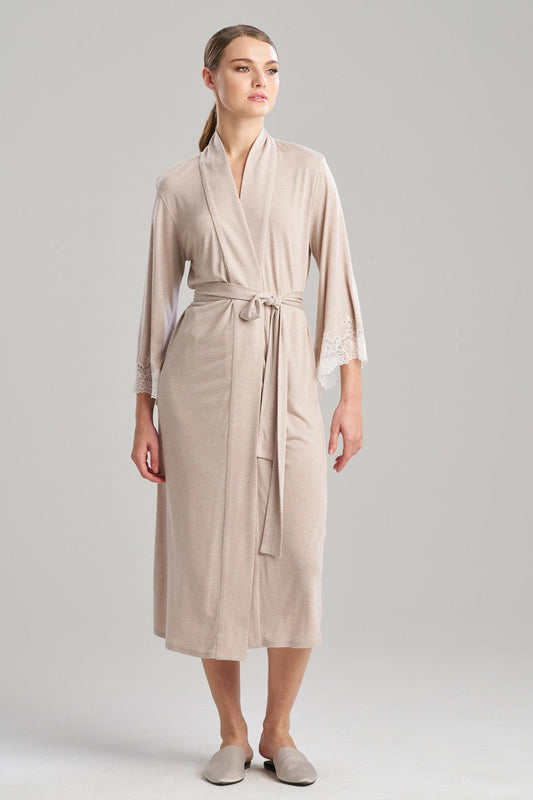 Buy Luxe Shangri-la TENCEL™ Robe in Heather Cashmere/Ivory Online Heather Cashmere/Ivory Natori