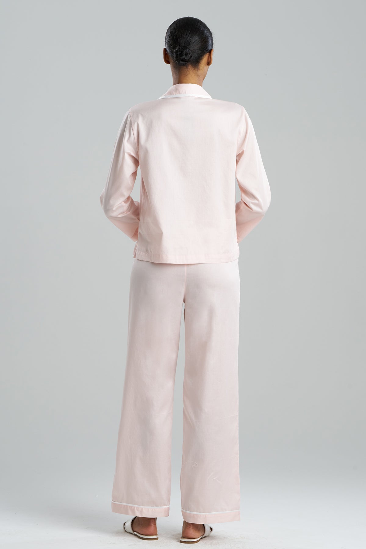 Cotton Sateen Embroidered Essentials Notch PJ Blush Pink Natori