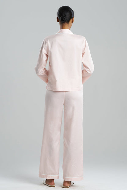 Cotton Sateen Embroidered Essentials Notch PJ Blush Pink Natori