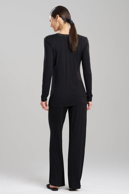 Feathers Essentials Lenzing™ Ecovero™ Viscose Long Sleeve Lace PJ Black Natori