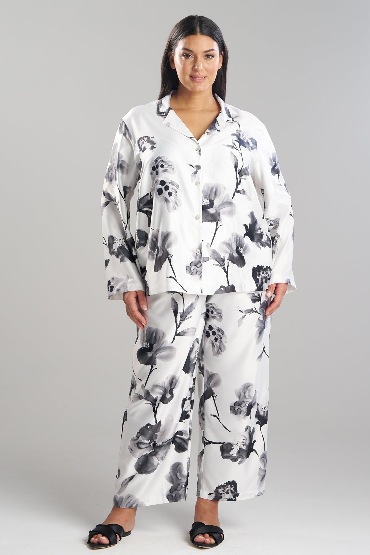 Aurelia Charmeuse Notch PJ Set Warm White Natori