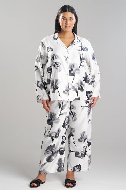 Aurelia Charmeuse Notch PJ Set Warm White Natori