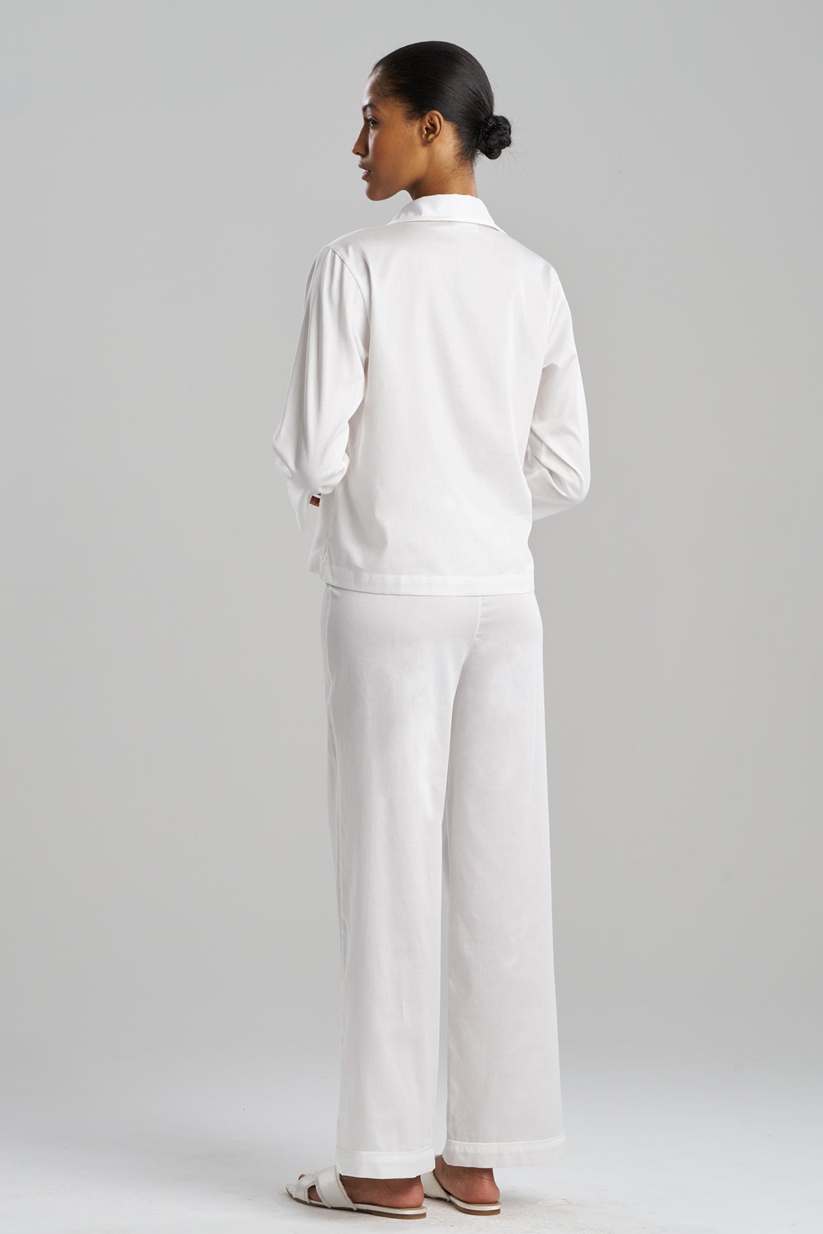 Cotton Sateen Embroidered Essentials Notch PJ White Natori