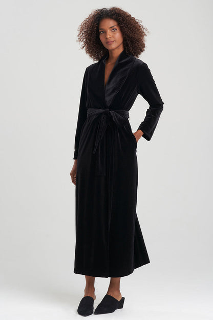Buy Natalie Velvet Robe in Black Online Black Natori