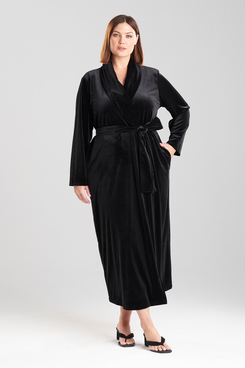Buy Natalie Velvet Robe in Black Online Black Natori