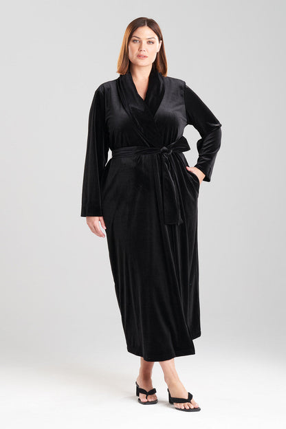 Buy Natalie Velvet Robe in Black Online Black Natori