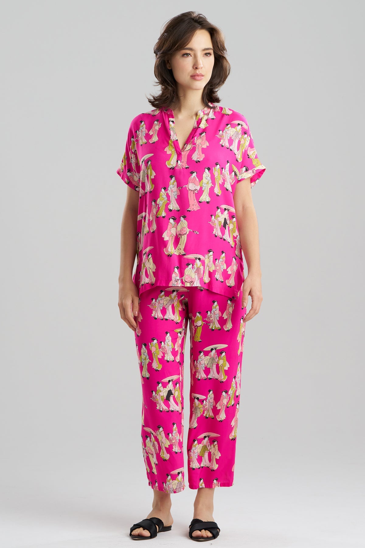 Geisha Challis Mandarin PJ Set Pink Natori