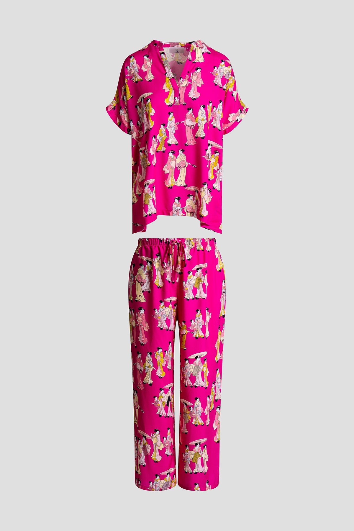Geisha Challis Mandarin PJ Set Pink Natori