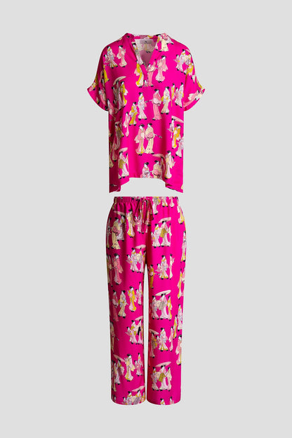Geisha Challis Mandarin PJ Set Pink Natori