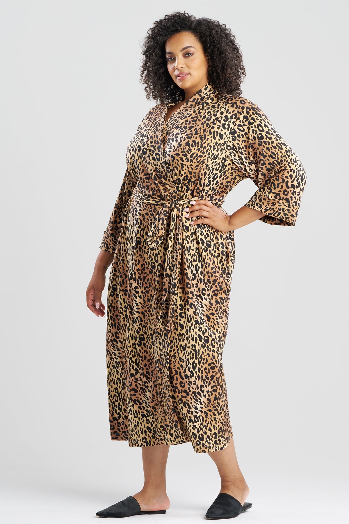 Exotic Animal Cozy Knit Robe Natural Natori