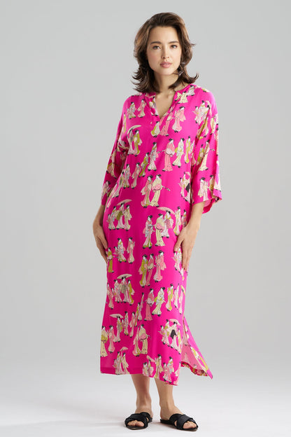 Geisha Challis Mandarin Caftan Pink Natori