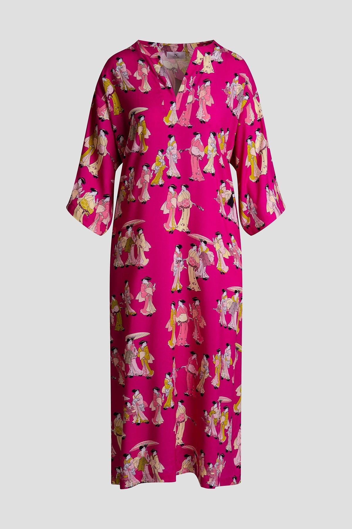 Geisha Challis Mandarin Caftan Pink Natori