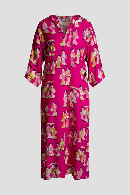 Geisha Challis Mandarin Caftan Pink Natori