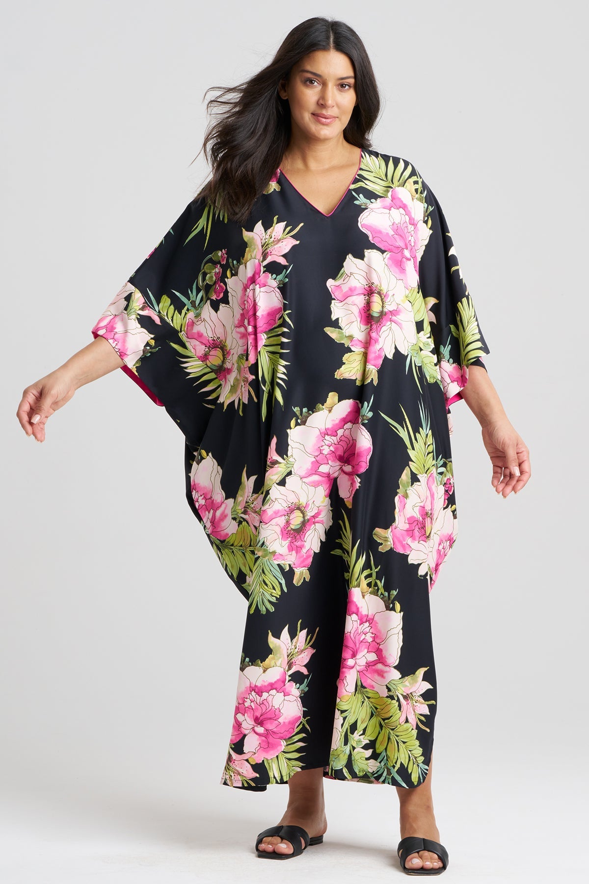 Sonomi Wedge Caftan Black Multi Natori