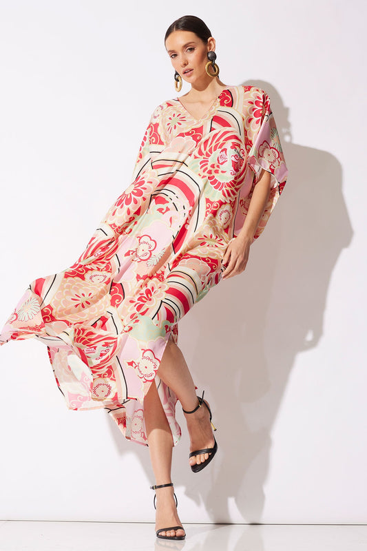 Medallion V-Neck Caftan Pink Natori