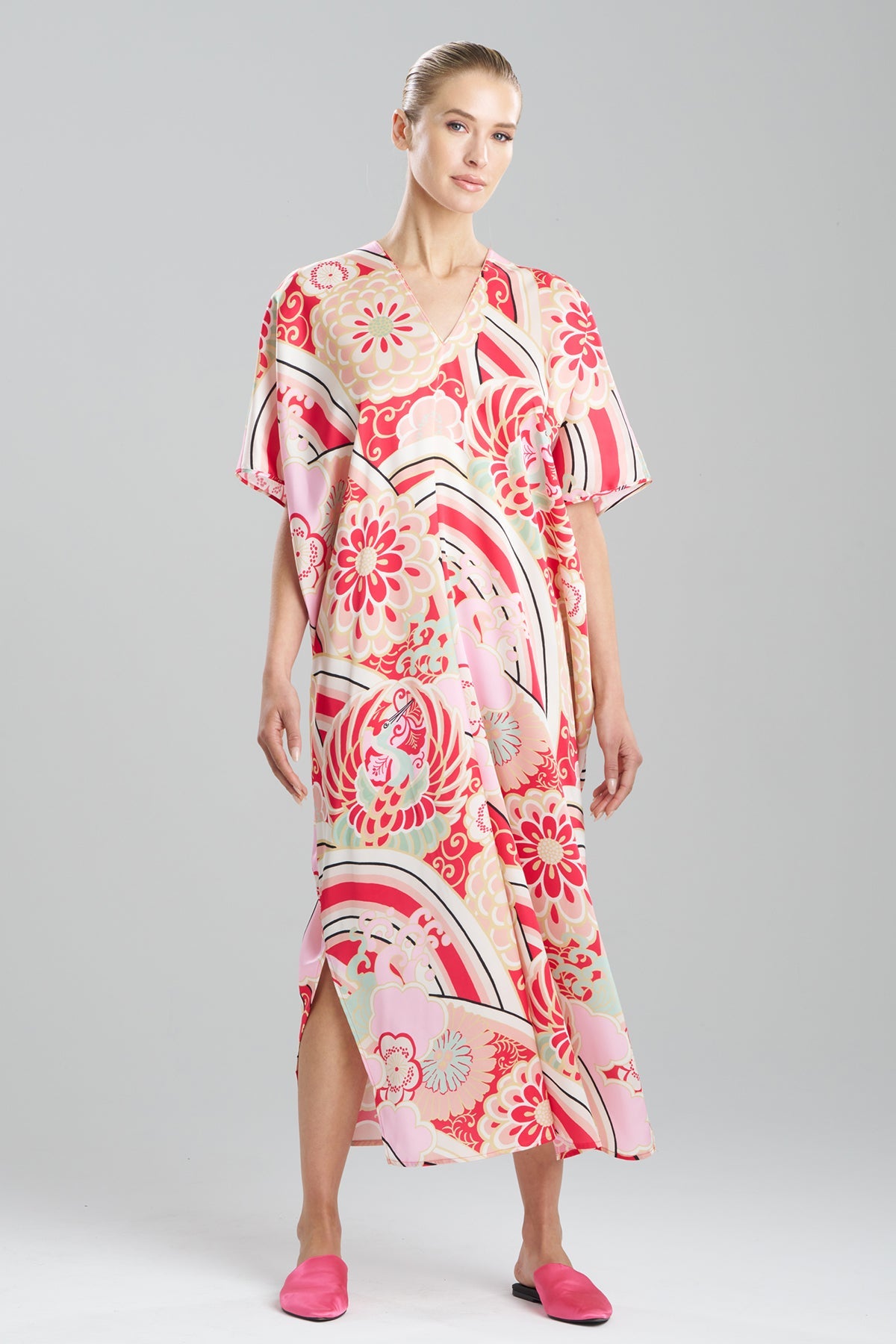 Medallion V-Neck Caftan Pink Natori