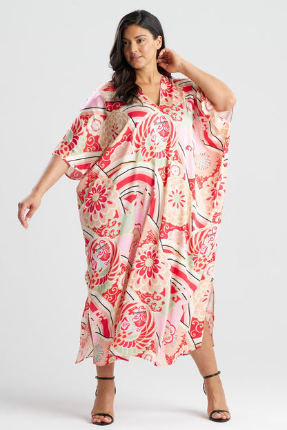 Medallion V-Neck Caftan Pink Natori