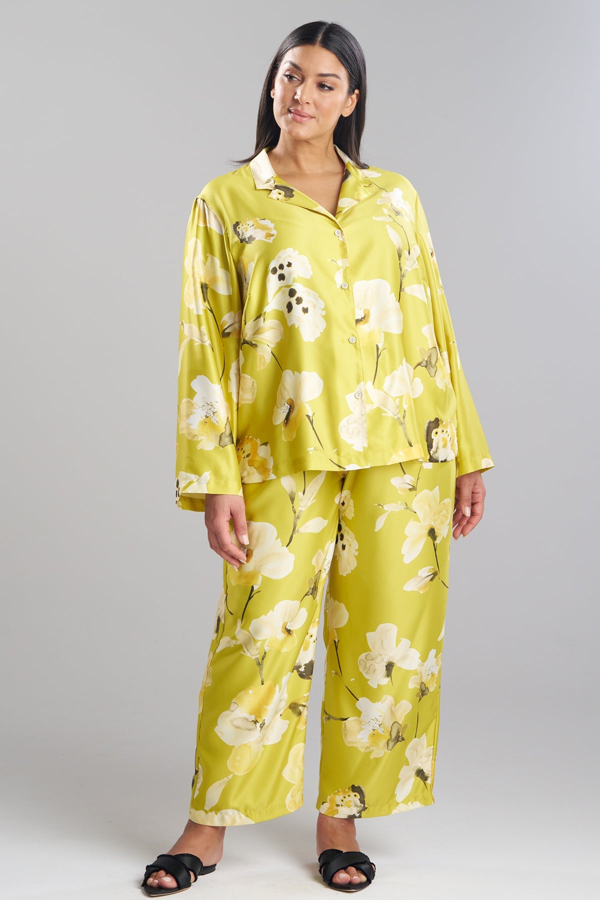 Aurelia Charmeuse Notch PJ Set Chartreuse Natori