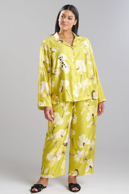 Aurelia Charmeuse Notch PJ Set Chartreuse Natori