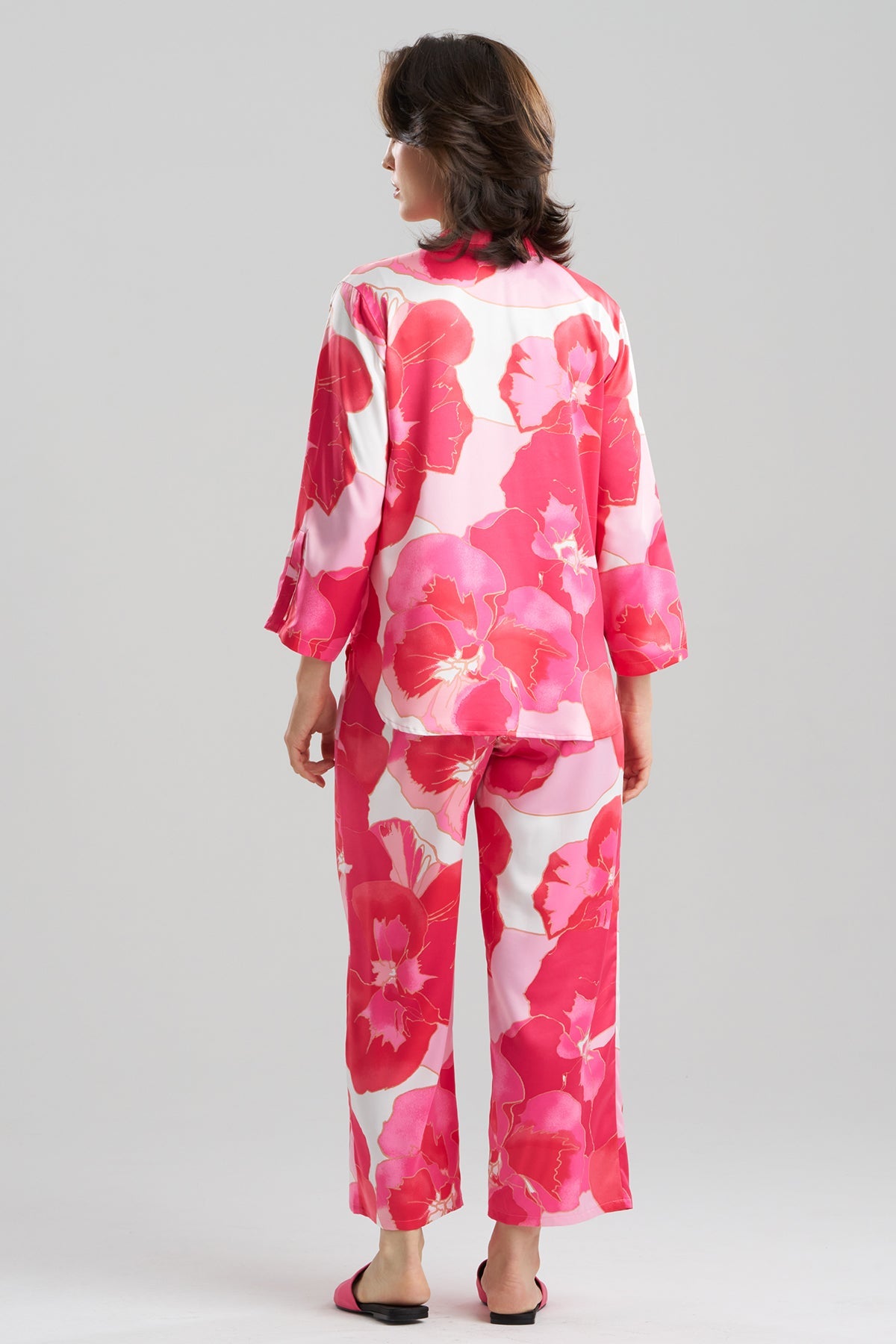 Floria Printed Satin Mandarin PJ Set Pink Natori
