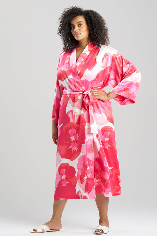 Floria Printed Satin Robe Pink Natori