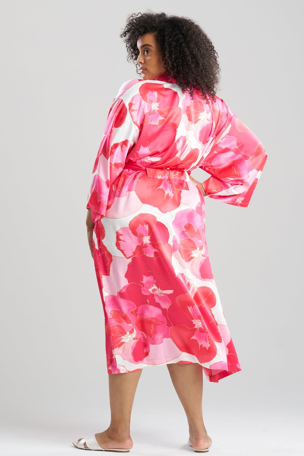 Floria Printed Satin Robe Pink Natori