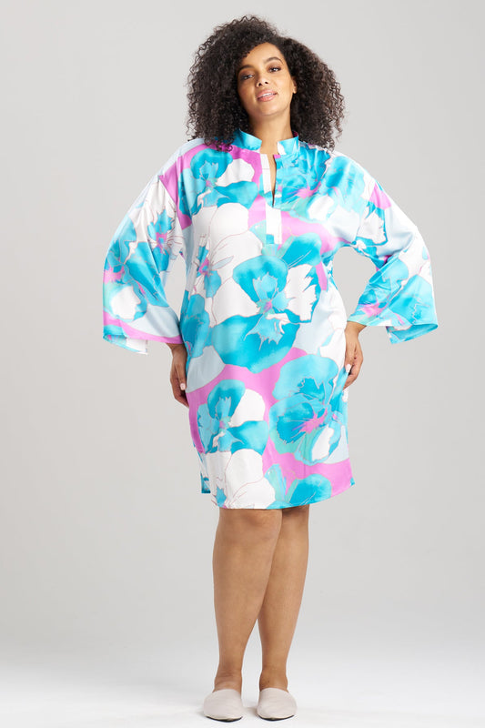Floria Printed Satin Sleepshirt Blue Natori