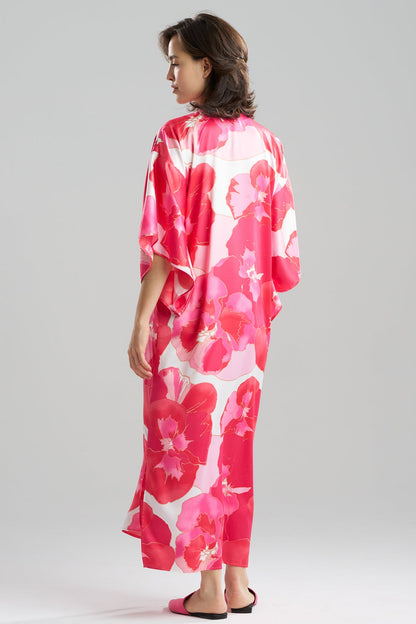 Floria Printed Satin Mandarin Caftan Pink Natori
