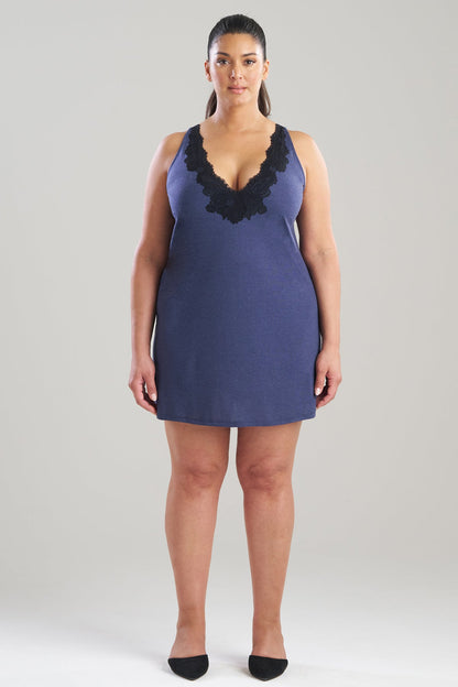 Luxe Shangri-La TENCEL™ V-Neck Chemise Heather Night Blue Natori