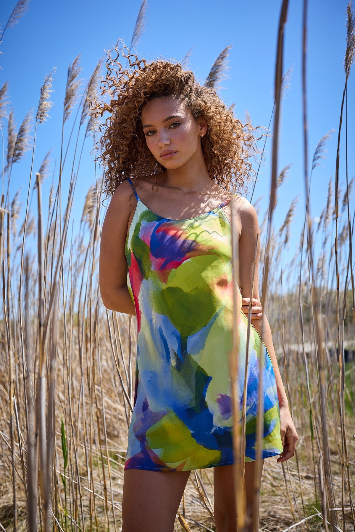 Kumo Printed Stretch Satin Chemise Kumo Multi Natori