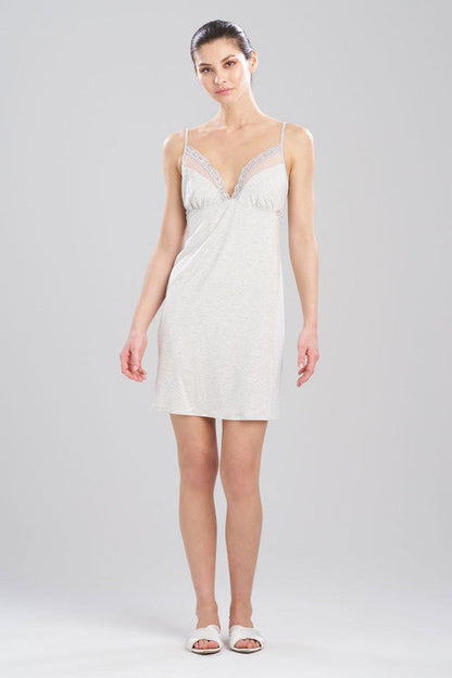 Buy Feathers Essentials Lenzing™ Ecovero™ Viscose Lace Applique Chemise in Heather Pebblestone Online Light Heather Grey Natori