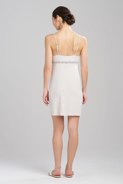 Buy Feathers Essentials Lenzing™ Ecovero™ Viscose Lace Applique Chemise in Heather Pebblestone Online Light Heather Grey Natori