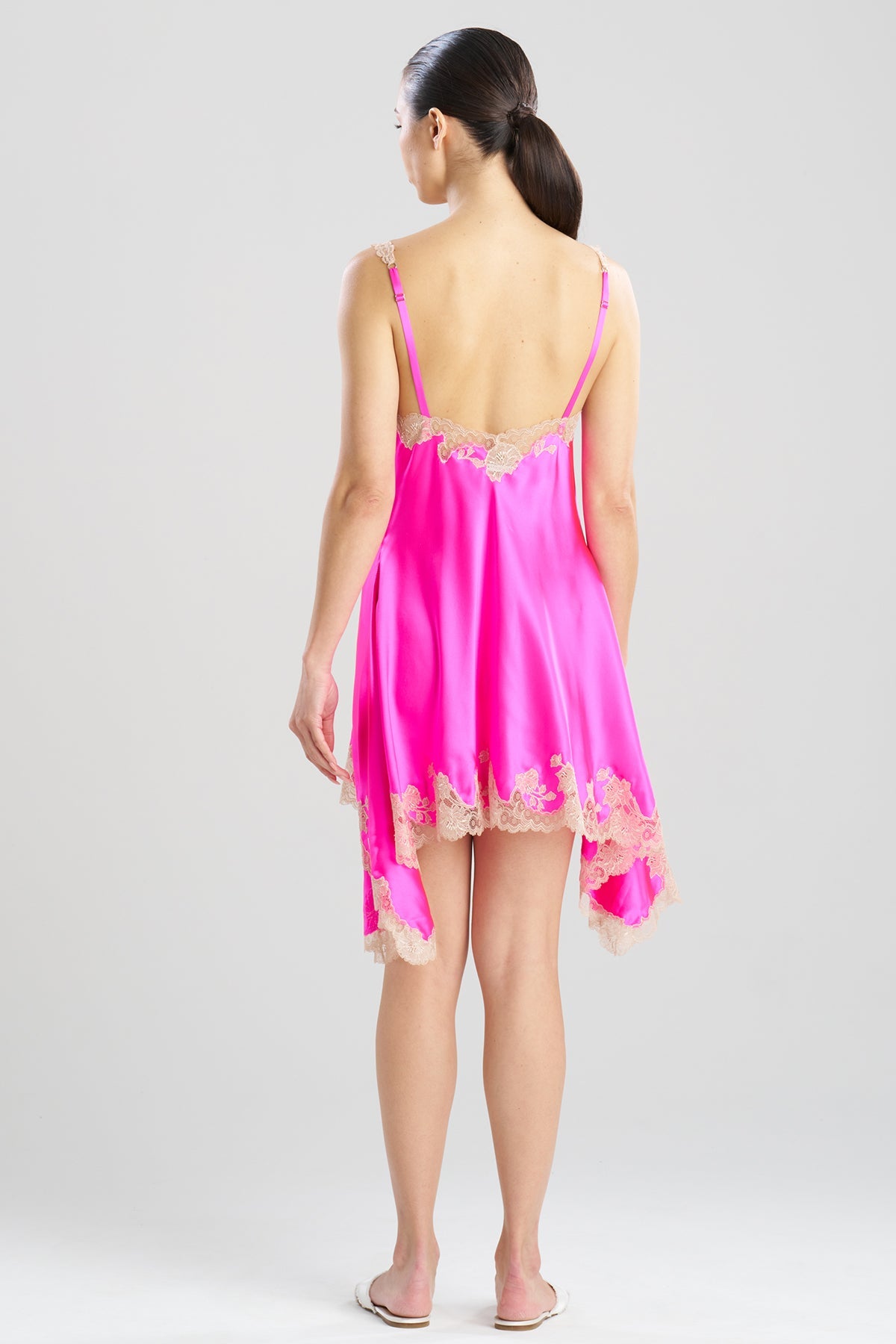 Lolita Lace V-Neck Silk Chemise Fiesta Pink/Nude Natori