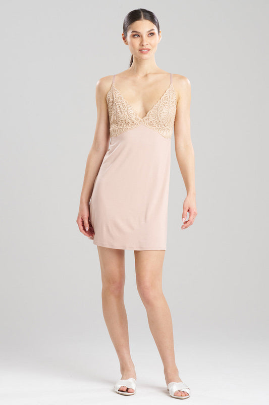 Buy Feathers Essentials Lenzing™ Ecovero™ Viscose Lace Chemise in Café Online Café Natori
