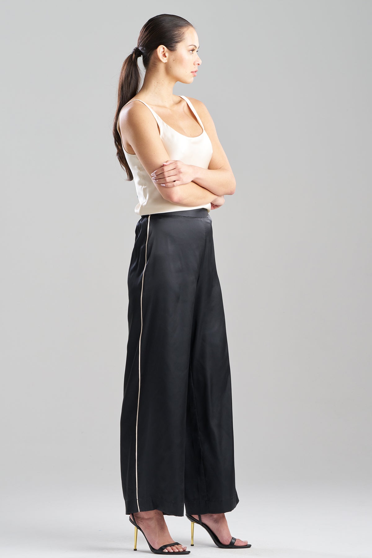 Satin Essentials Wide Leg Pants Black Natori