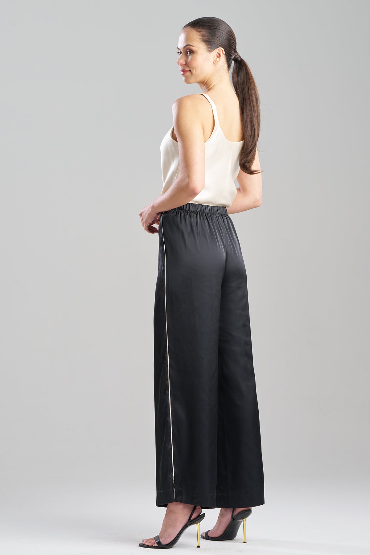 Satin Essentials Wide Leg Pants Black Natori