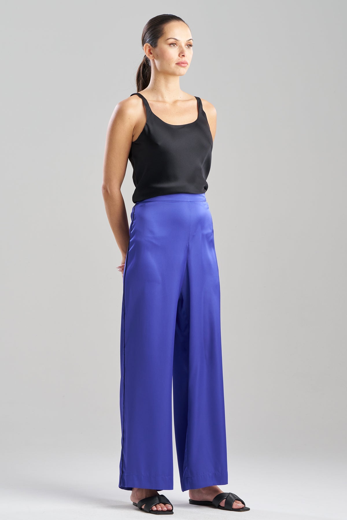 Satin Essentials Wide Leg Pants Blueberry Natori