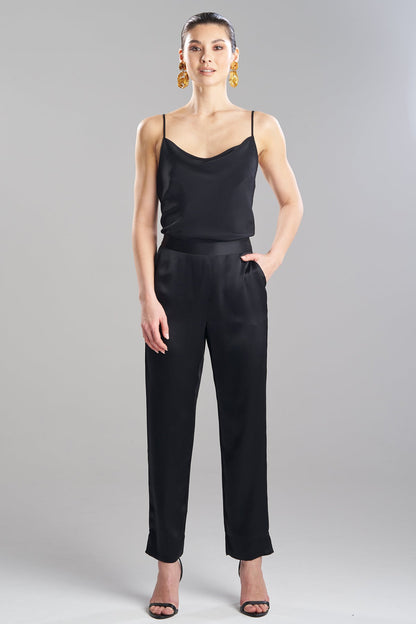 Buy Key Essentials Silk Straight Leg Pants in Black Online Black Natori