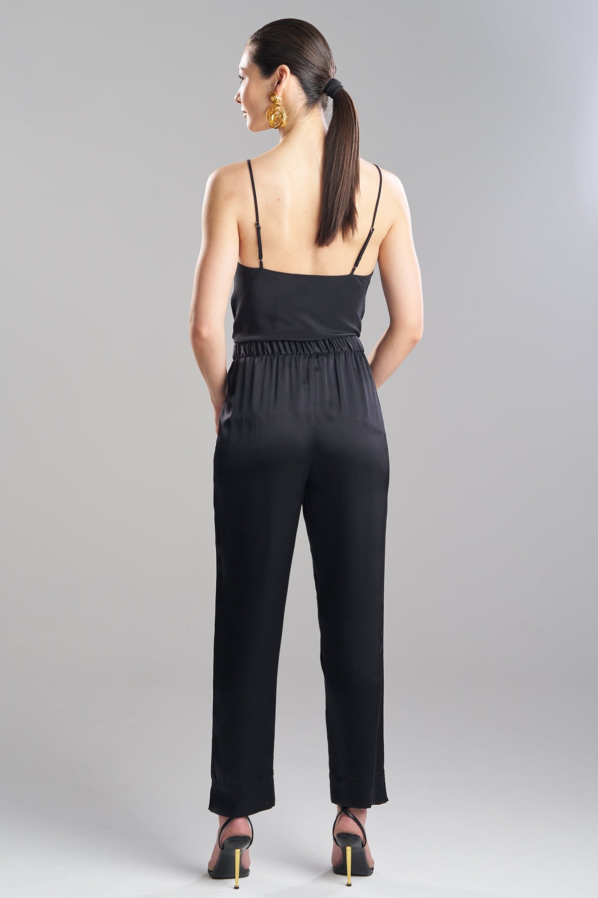 Buy Key Essentials Silk Straight Leg Pants in Black Online Black Natori