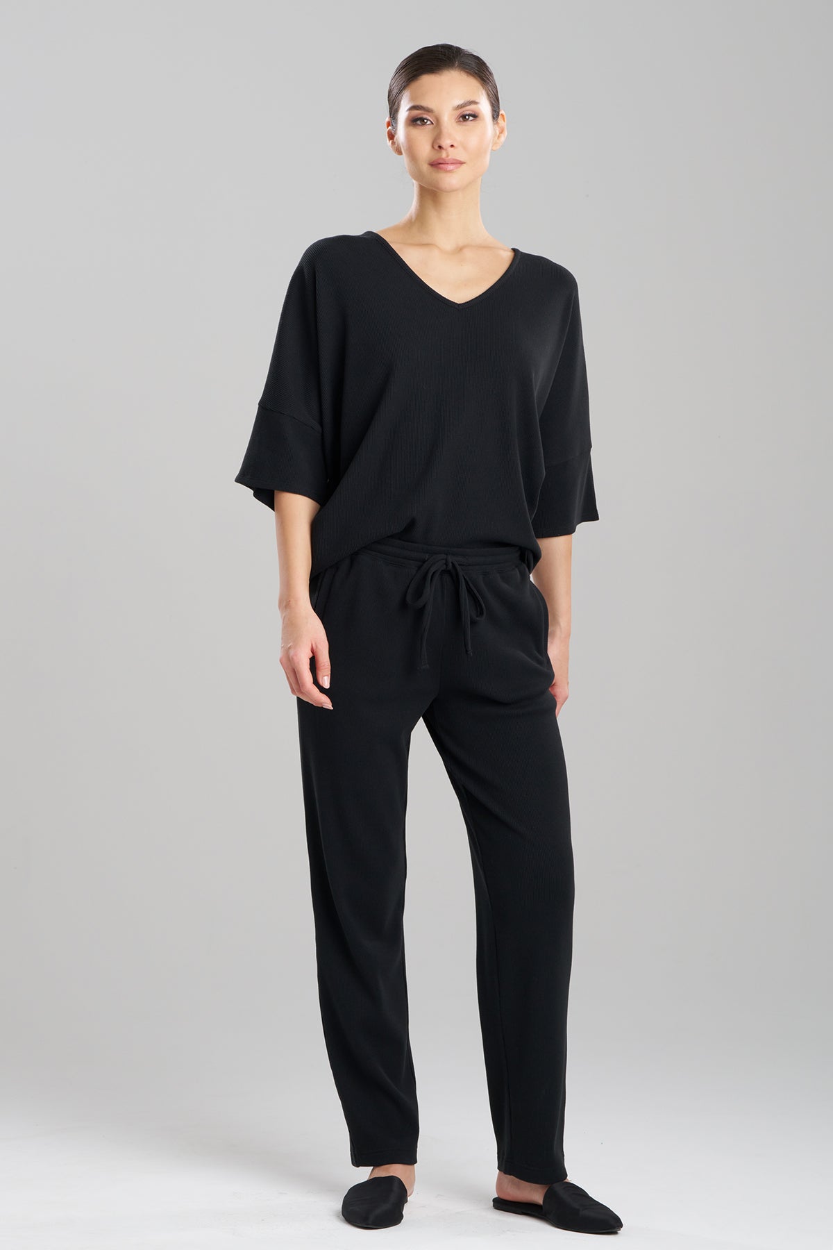 Tranquility Waffle Tapered Pants Black Natori