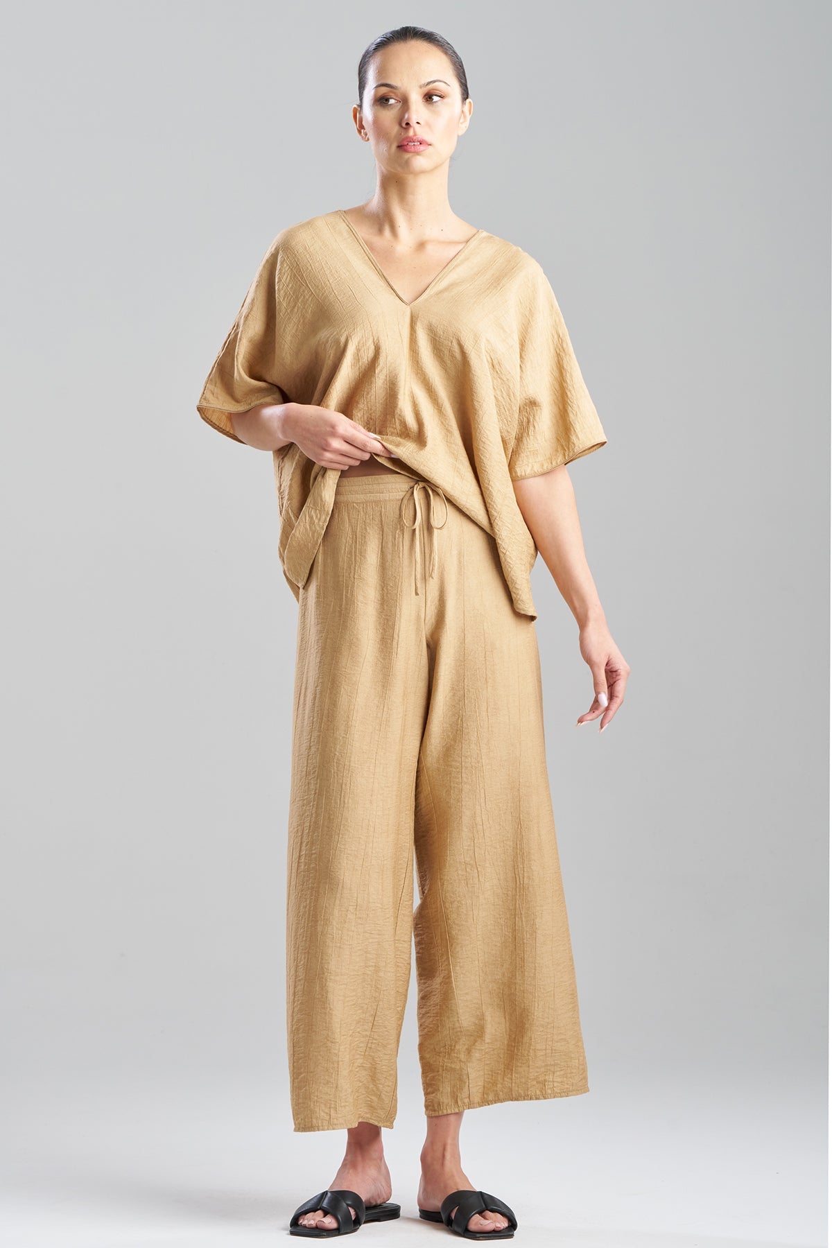 Terra Foil Crinkle Pants Cavern Clay Natori