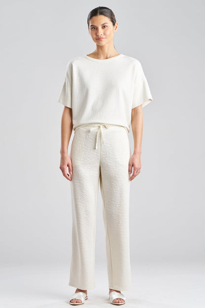 Quilted Geo Knit Jacquard Straight Leg Pants White Opal Natori