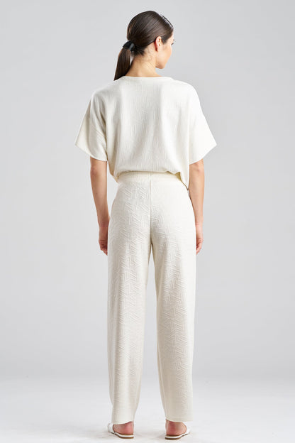 Quilted Geo Knit Jacquard Straight Leg Pants White Opal Natori