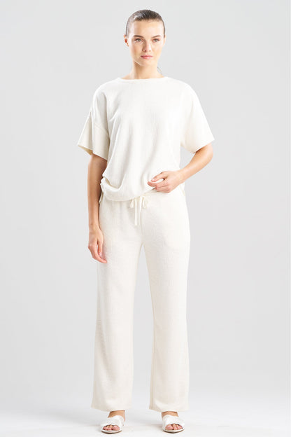 Quilted Geo Knit Jacquard Straight Leg Pants White Opal Natori