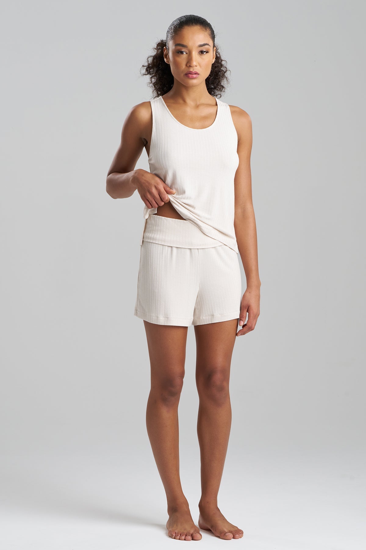 Skye Rib Ease Shorts Ecru Natori