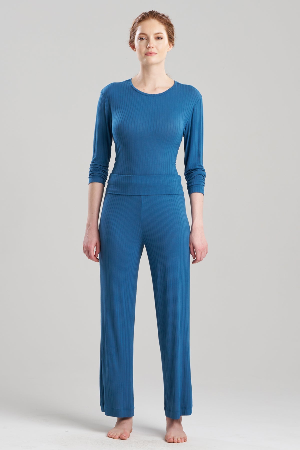 Skye Rib Ease Pants Midnight Teal Natori