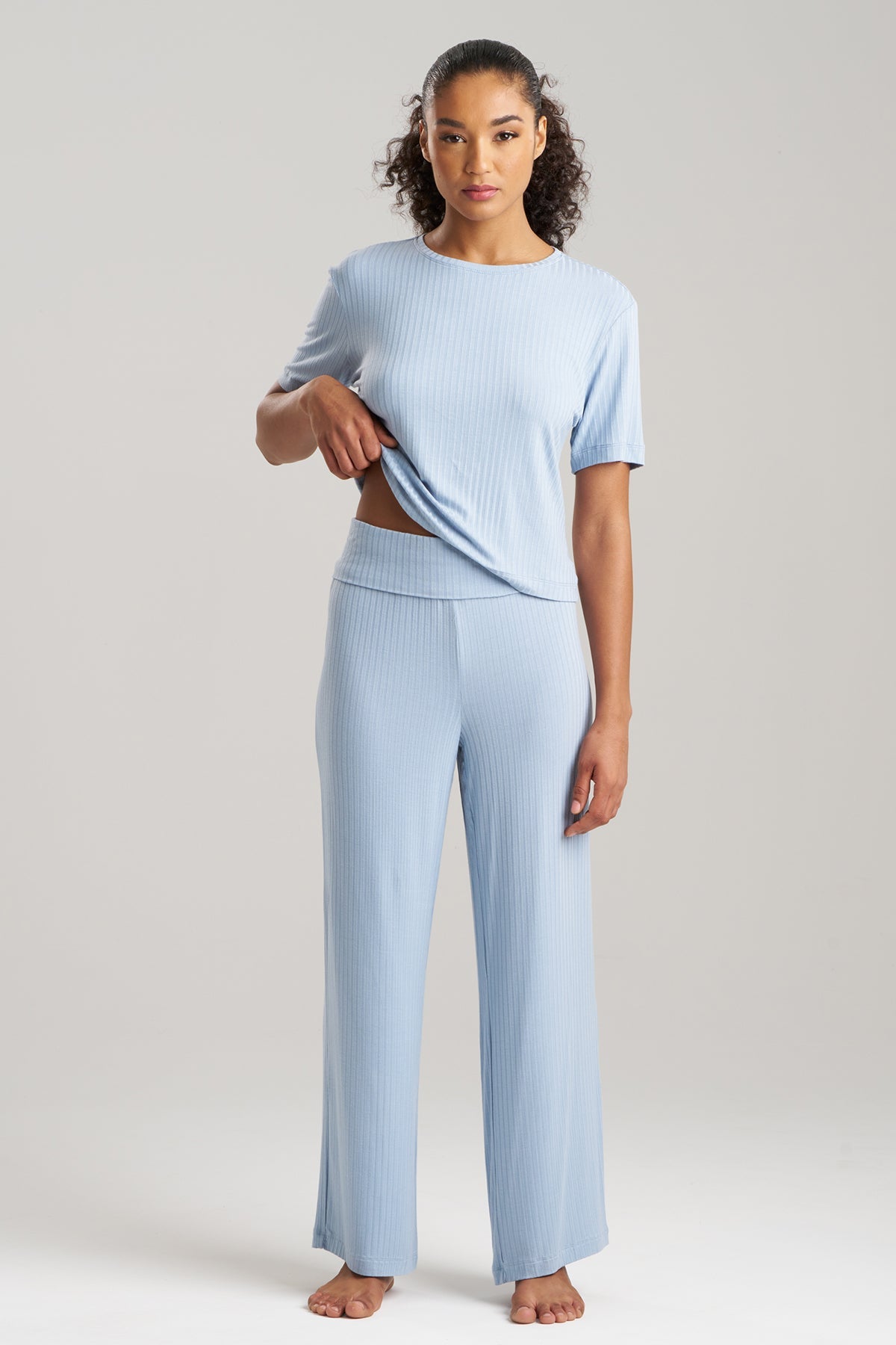 Skye Rib Ease Pants Blue Sky Natori