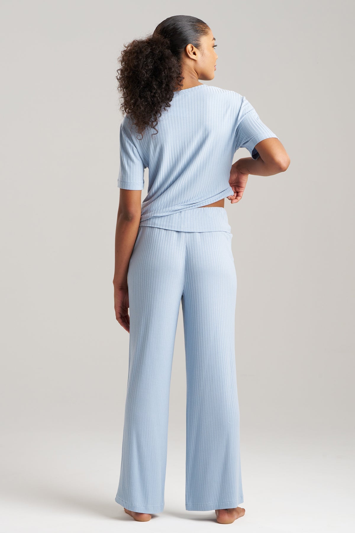Skye Rib Ease Pants Blue Sky Natori